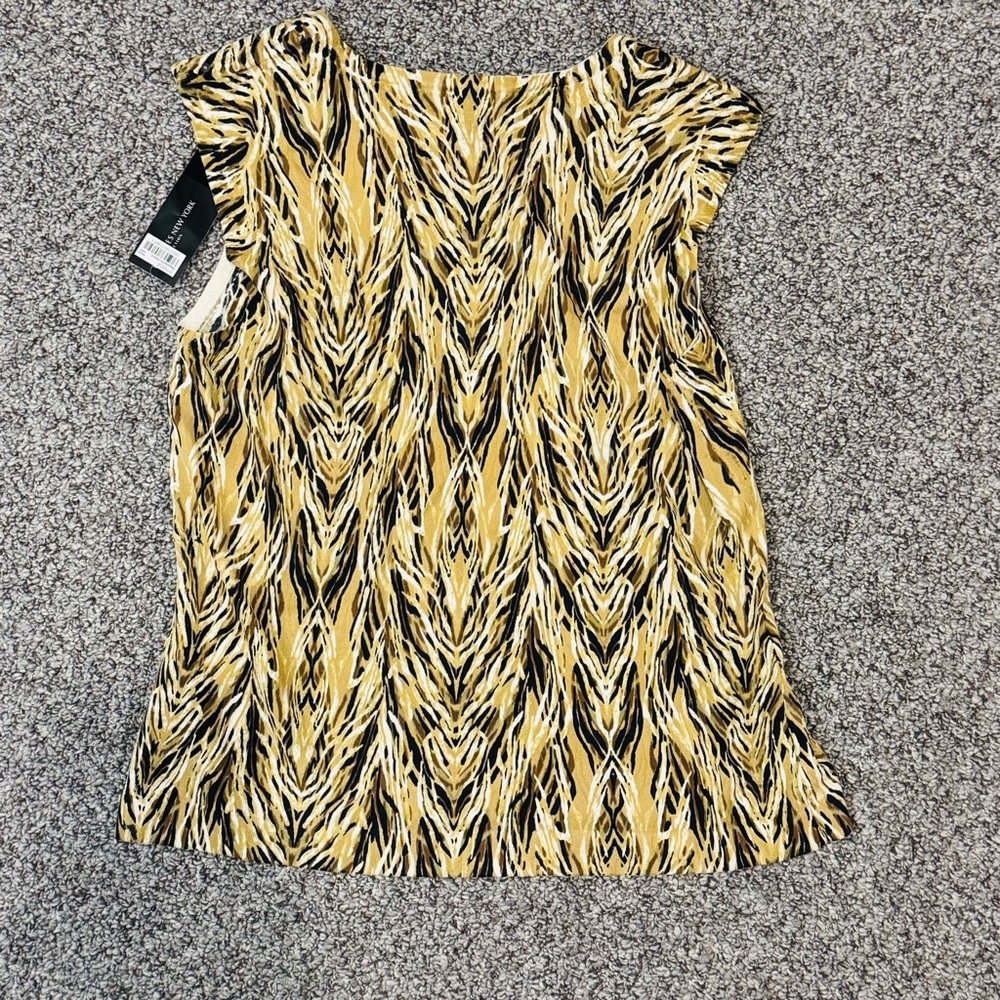 Jones New York Yellow Black sequin top Patterned V-Neck Tank Top - Picture 9 of 9